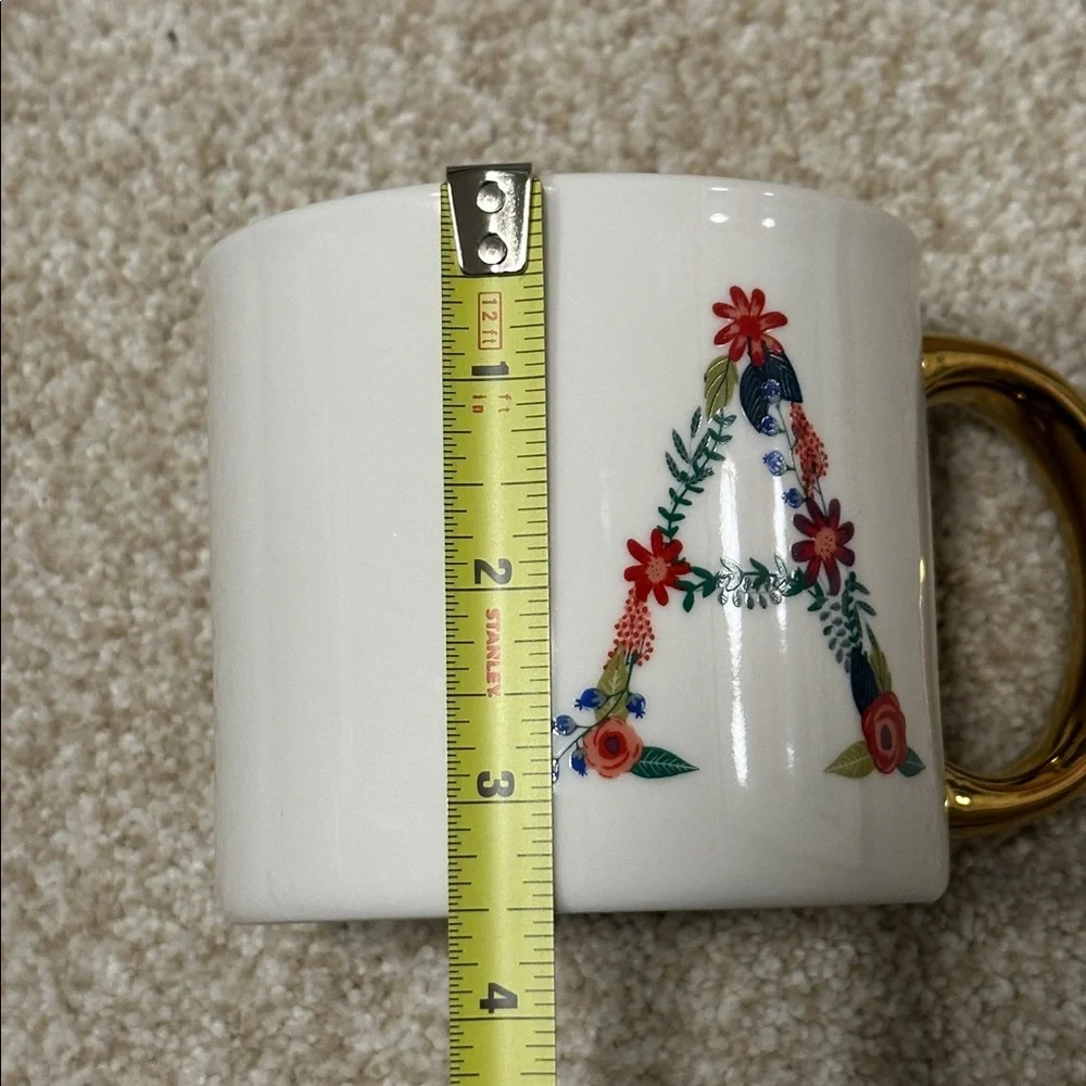 Letter “A” White Ceramic Floral 16 Ounce Mug NWOT - Picture 6 of 7
